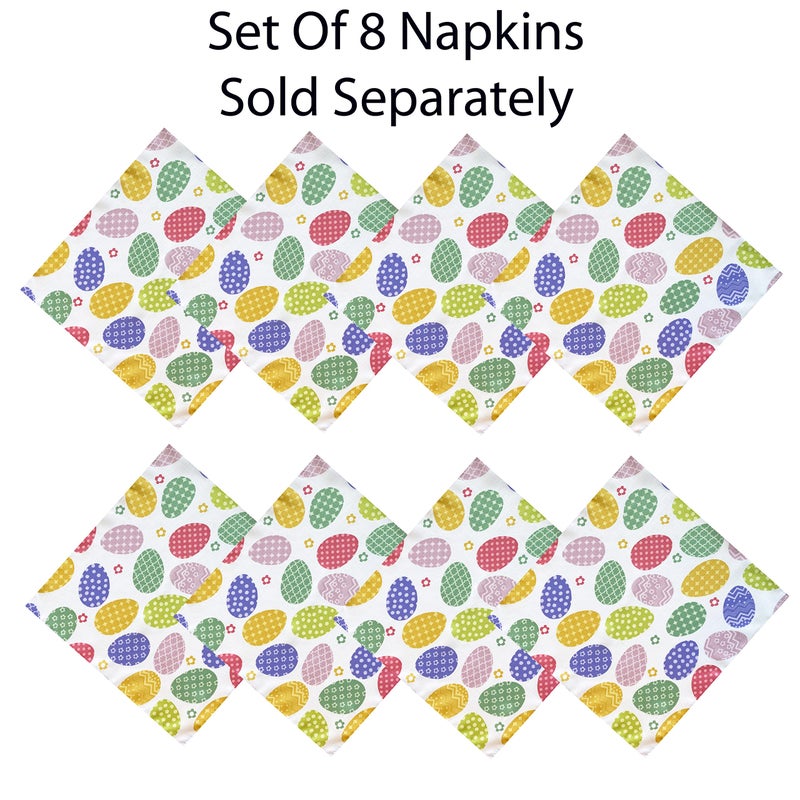 Newbridge Colored Easter Egg Hunt Fabric Napkins Polka Dot and Floral Easter Eggs Winkle Free and Stain Resistant Spring Napkins, Set of 8 Napkins - Image 2